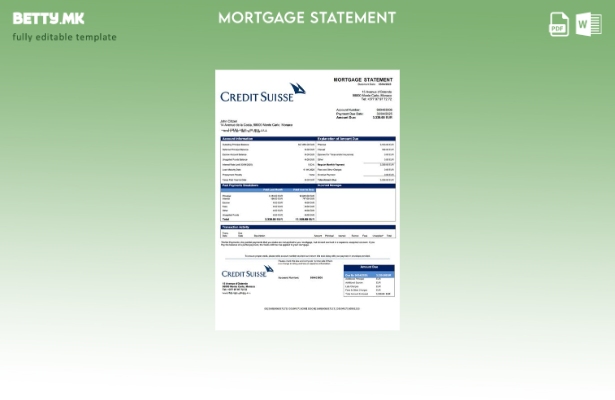 Модерен стил Монако Кредит Свис (Монако) извод за хипотека Шаблон за Word и PDF